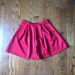 Boohoo Red Pleated Skirt
